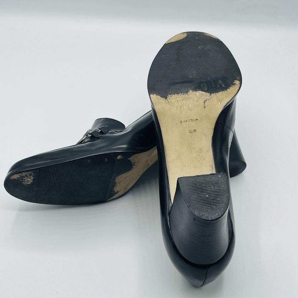 Vintage Y2K Women's LEATHER Calico Oxford Slip On Loafer Shoes Chunky Heel 10 M - Picture 7 of 12